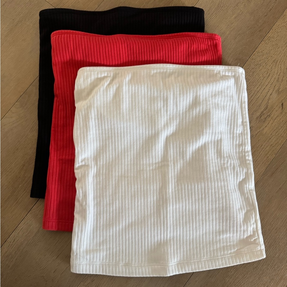 Ribbed Black, Red, and White Tube top Pack